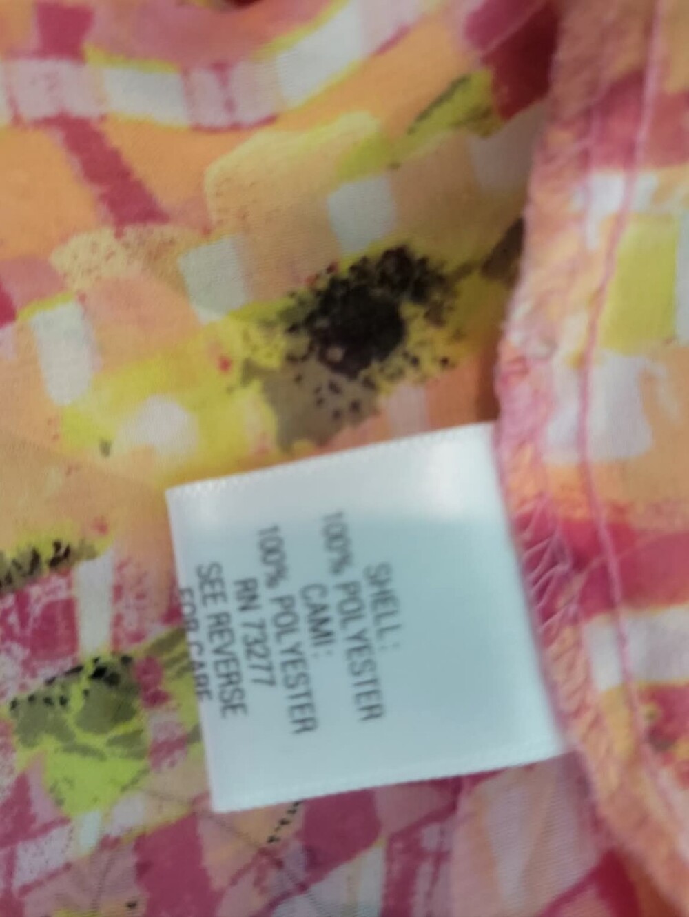 Apt. 9 Plus Size 3X Sheer Chiffon Sleeveless Button Down Blouse in Pinks, Yellow - Picture 10 of 10